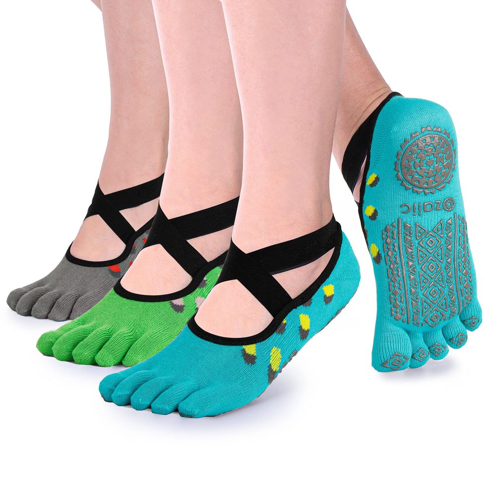 Five Toes Breathable Socks Women Toe Socks Summer Toe Separated Socks Full Finger  Socks Low-cut No Show Liner Socks with Gel Tab 