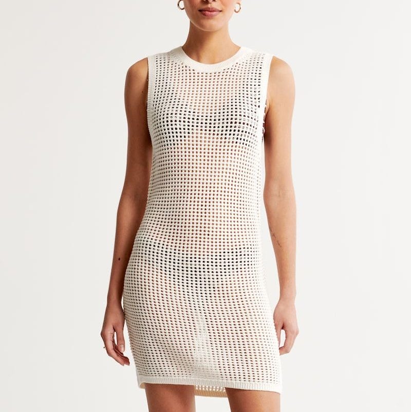 Crochet Mini Dress Coverup Crochet Mini Dress Coverup