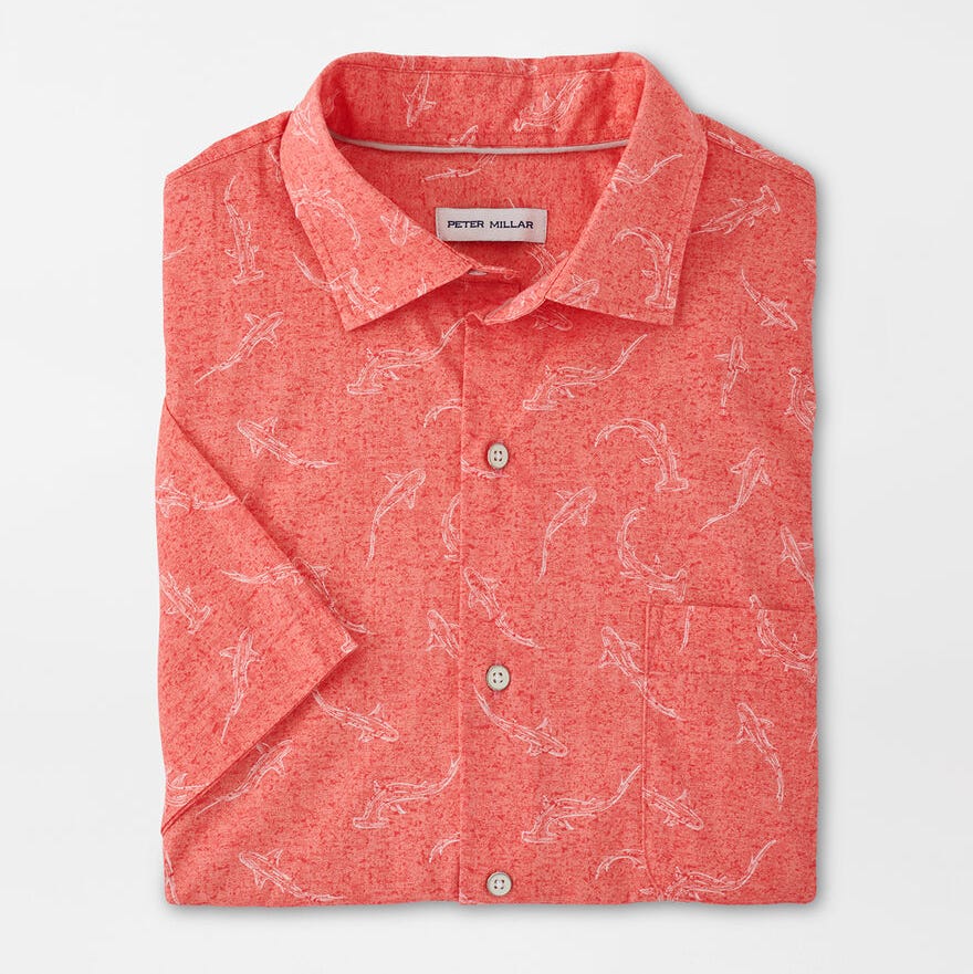 Shark Frenzy Cotton-Stretch Sport Shirt