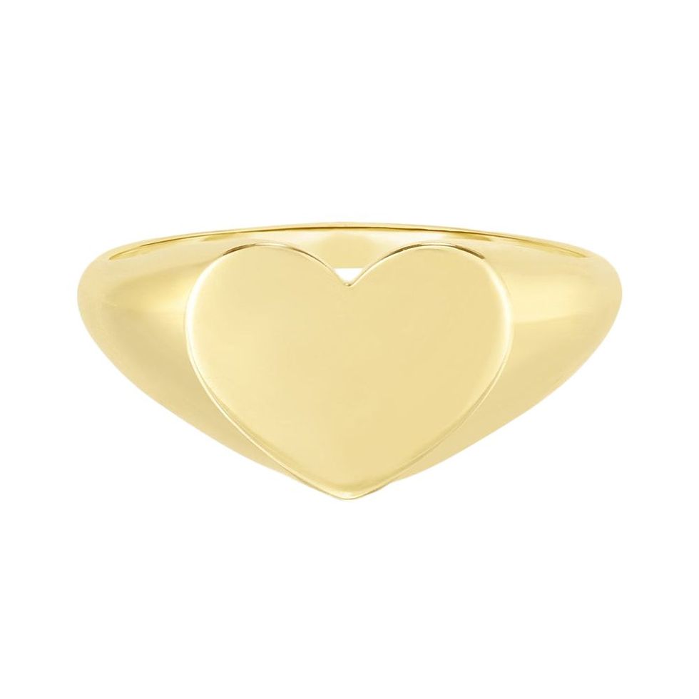 Golden Heart Signet Pinky Ring