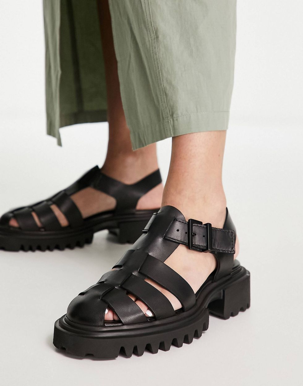 AllSaints - Nessie - Leren sandalen in zwart