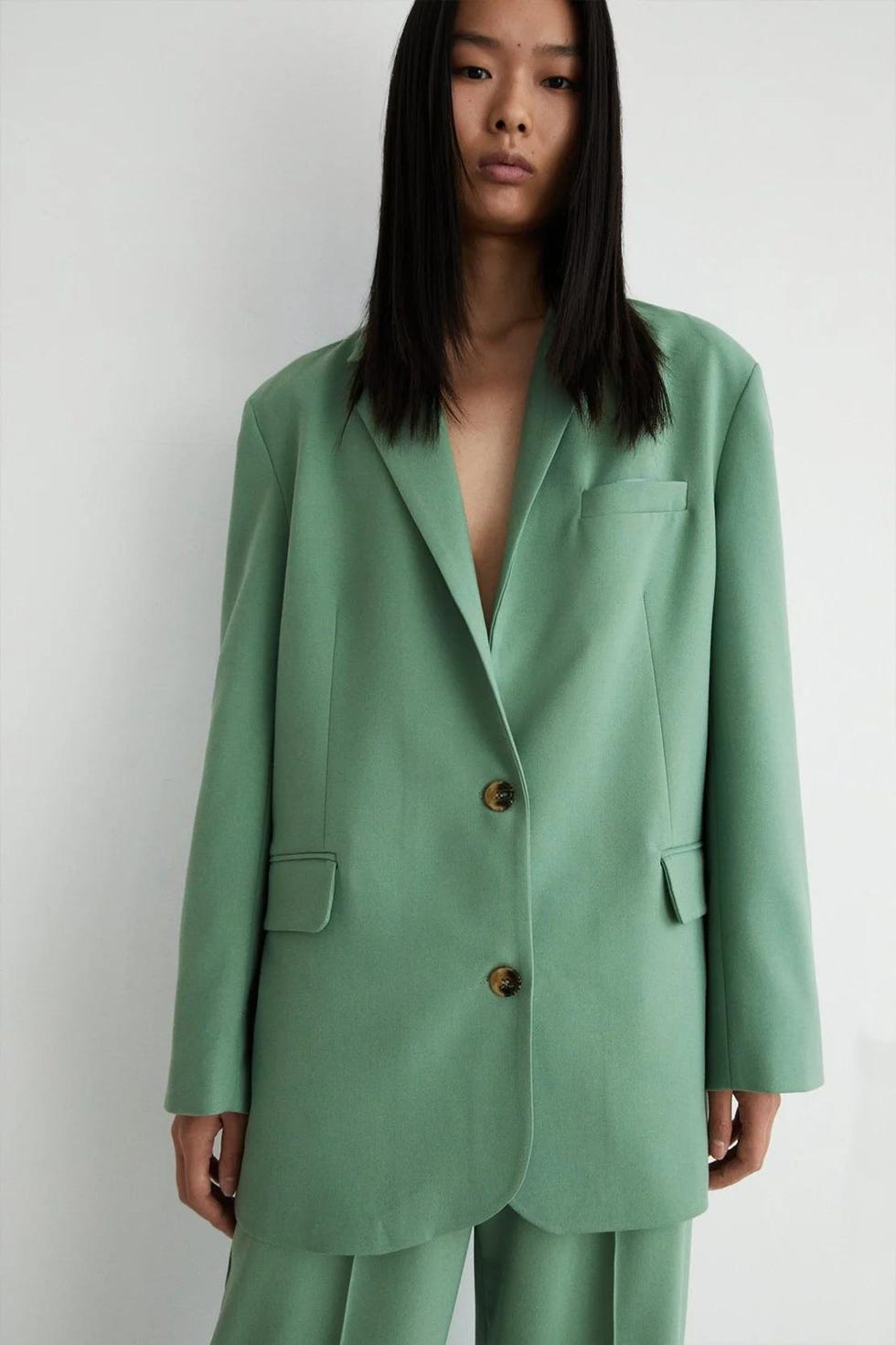 Green Relaxed Oversized Blazer