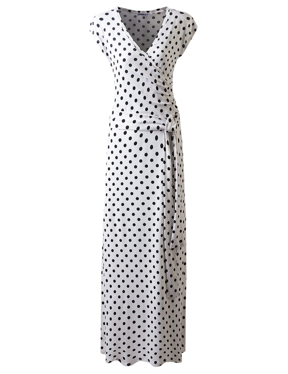 V-Neck Short Sleeve Maxi Wrap Dress