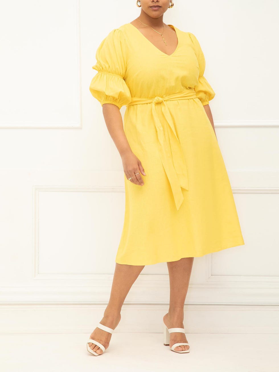 Puff Sleeve Fit And Flare Dress