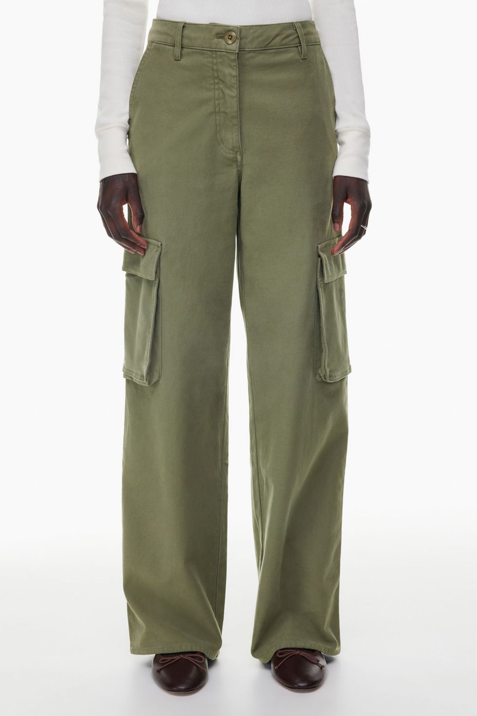 KONDALA Streetwear Armygreen Cargo Pants Women High Waist Side Pockets Wide  Leg Trousers Fashion 2023 Summer