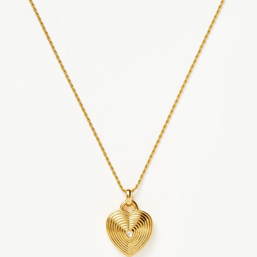 Engravable Heart Ridge Locket Pendant Necklace