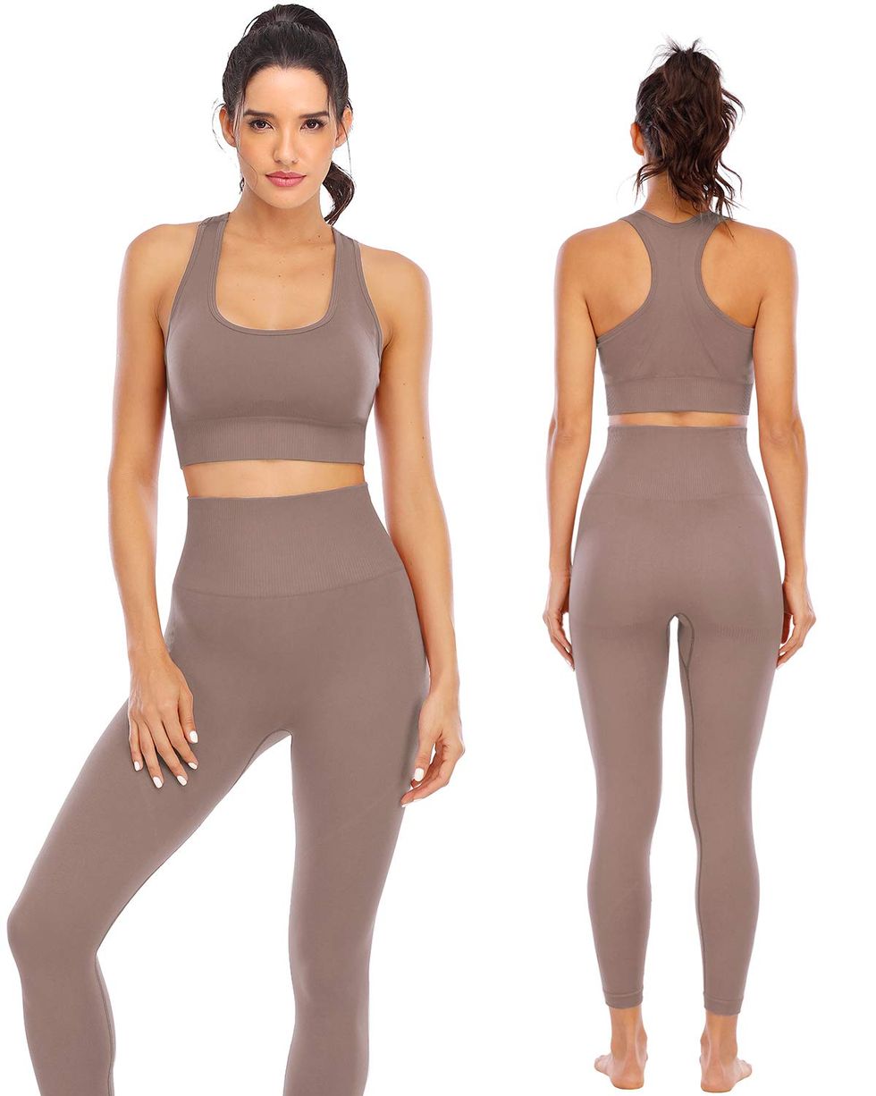 2 piece yoga set small Women seamless Leggings Set With Crop Top New Padded