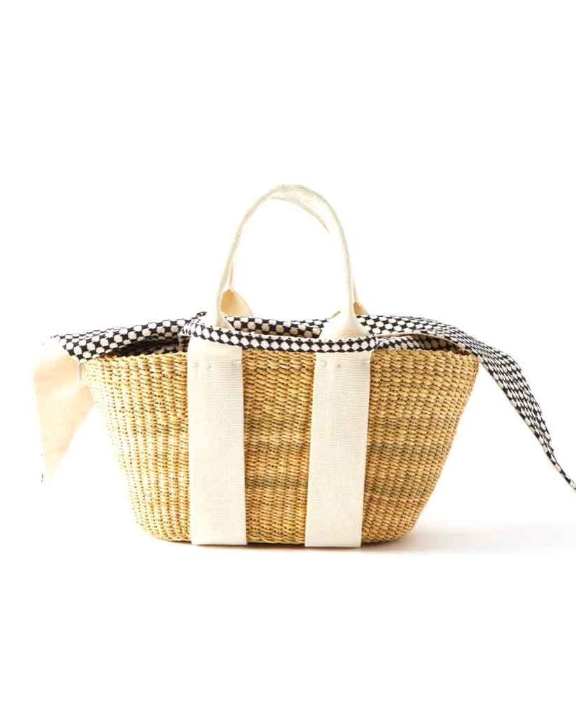 George Canvas-Trim Woven Basket Bag