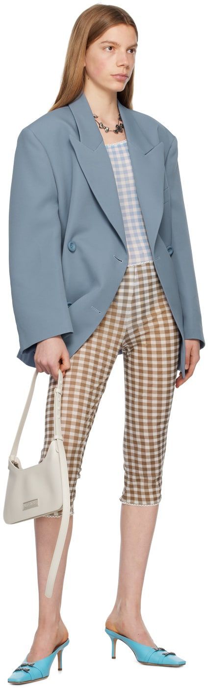 Beige Check Trousers