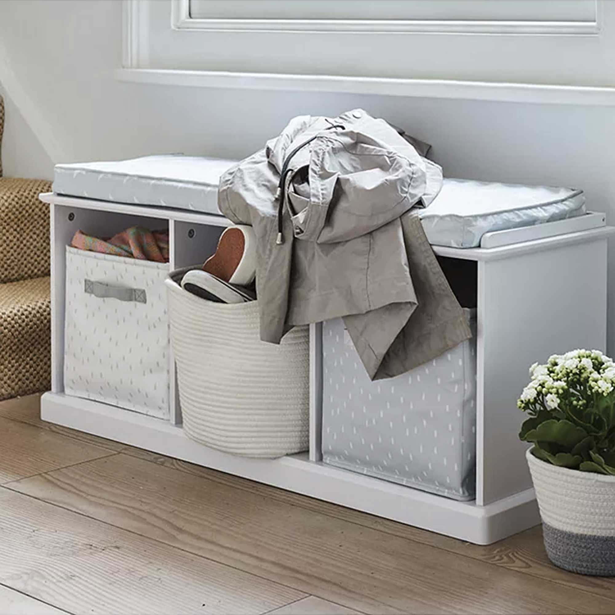 Lucy cane deals grey storage bench