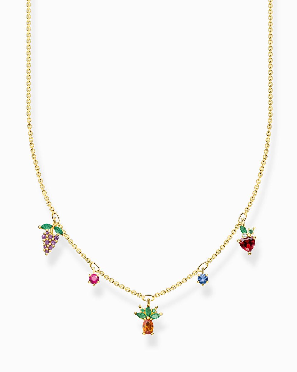 Necklace colourful fruits gold