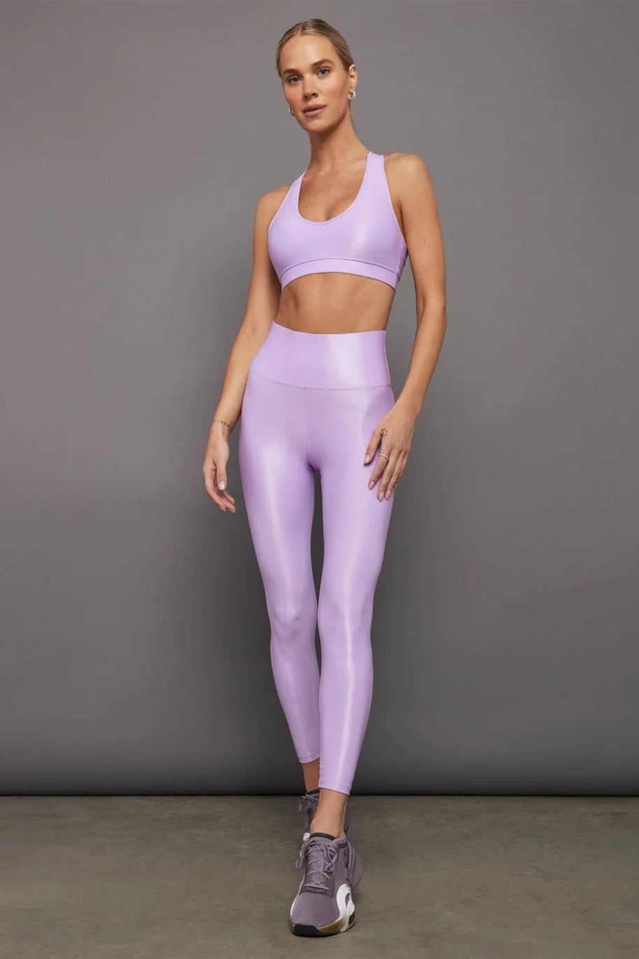  Womens Workout Sets 2 Piece - Seamless Yoga Leggings And  Zipper Jacket Crop Top Gym Outfits Activewear Matching Set - Purple Large