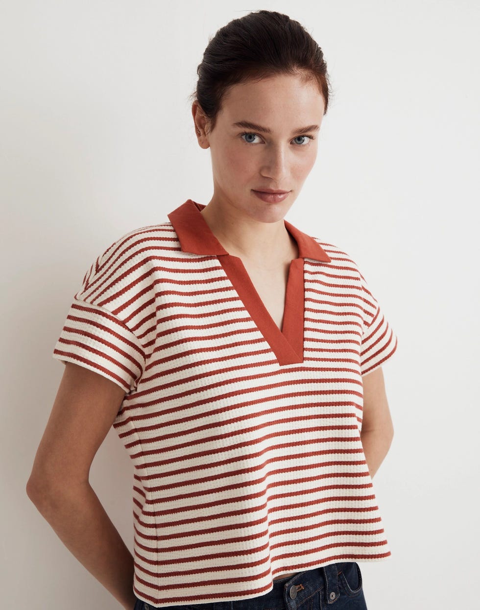 Texture-Rib Polo Tee