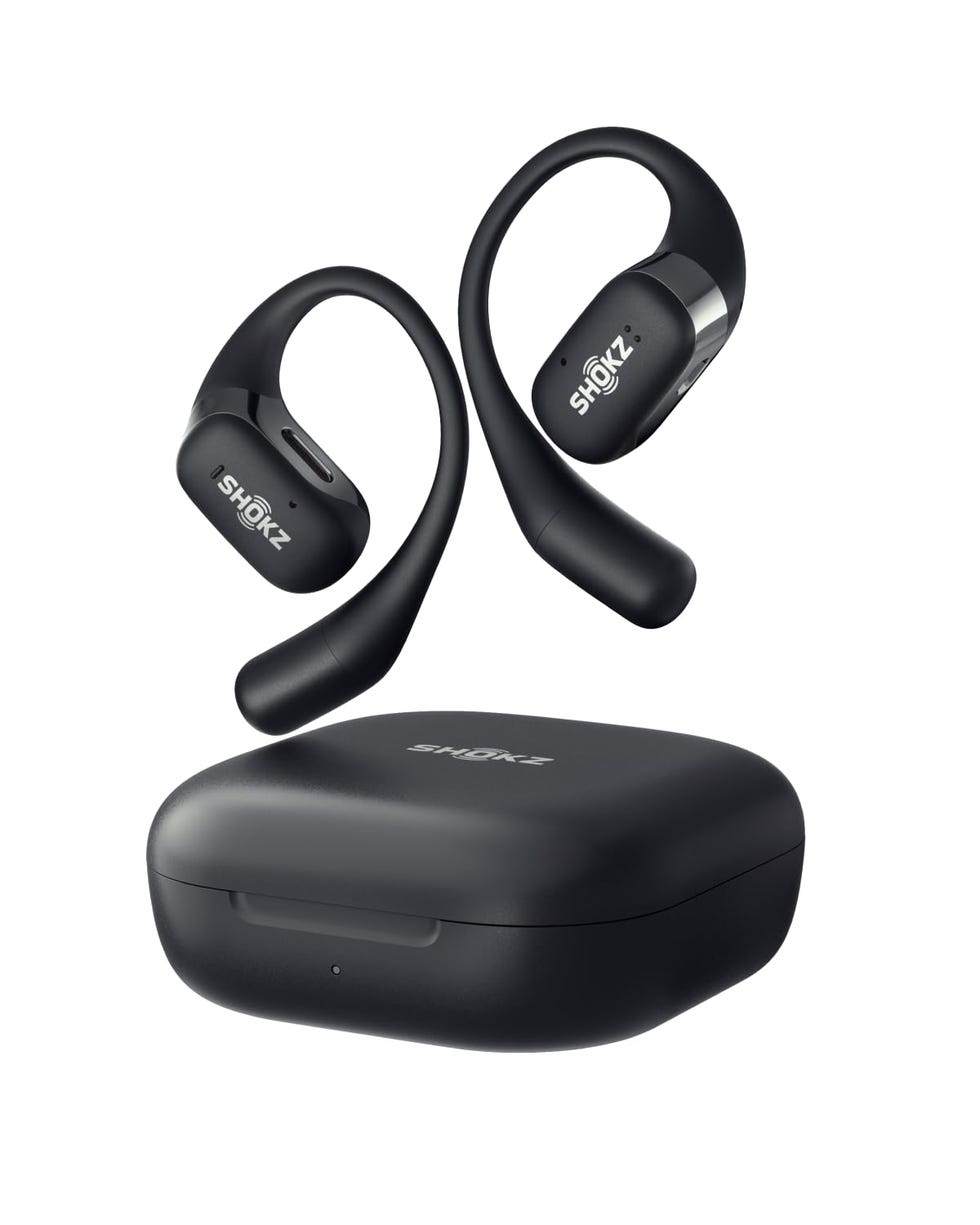 Auricolari OpenFit open-ear, auricolari Bluetooth True Wireless con microfono, auricolari con gancio, ricarica rapida, 28 ore di riproduzione, impermeabilità IP54 - Nero