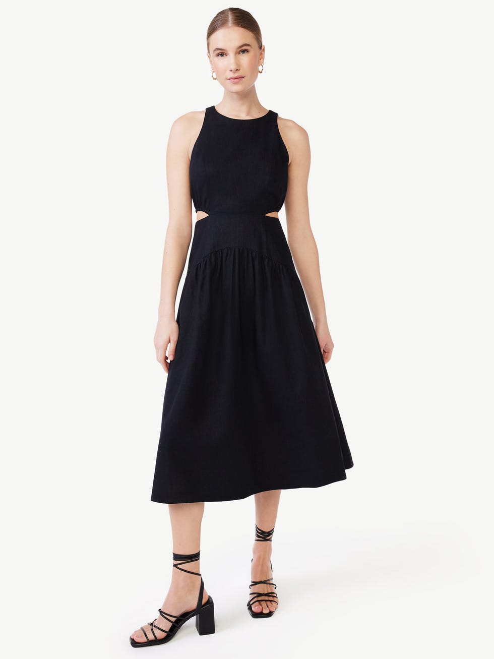 Linen Cutout Midi Dress