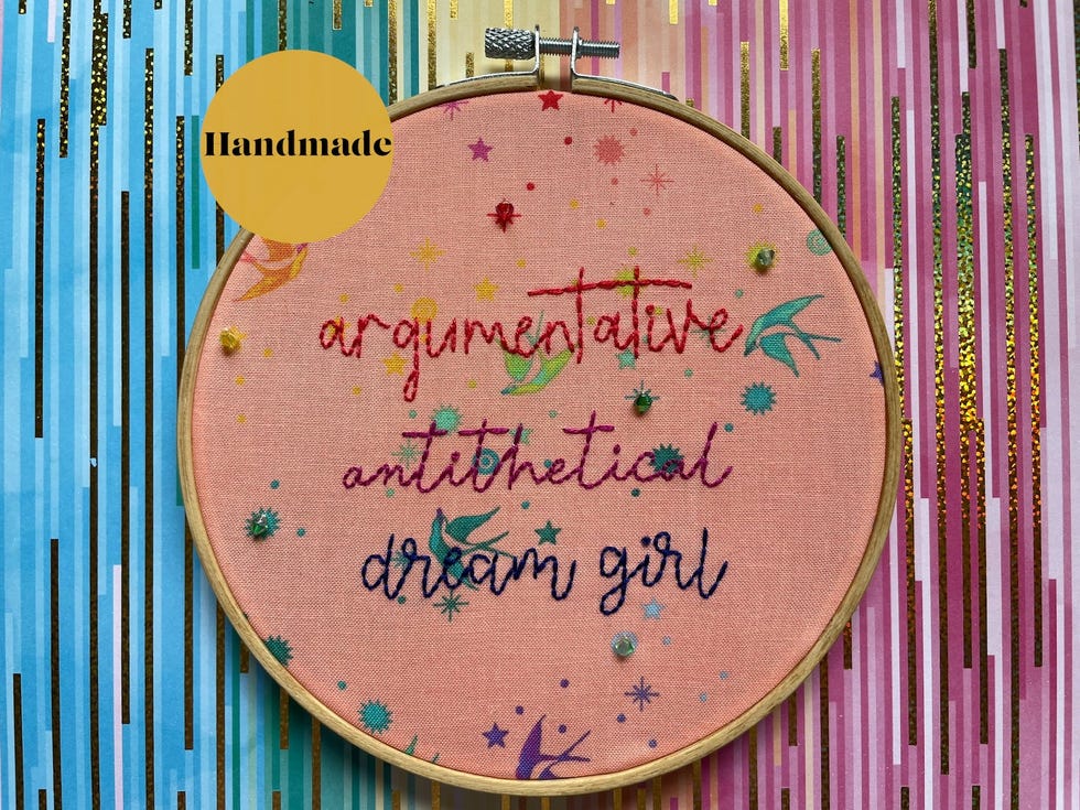 Argumentative Antithetical Dream Girl Embroidery Hoop Art