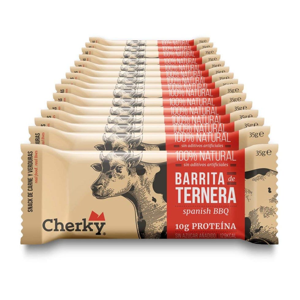 Cherky Barrita De Ternera Spanish BBQ. Alto en Proteína, Sin Azúcar, Sin Aditivos, Sin Conservantes, Sin Lactosa, Sin Gluten. 12ux35g