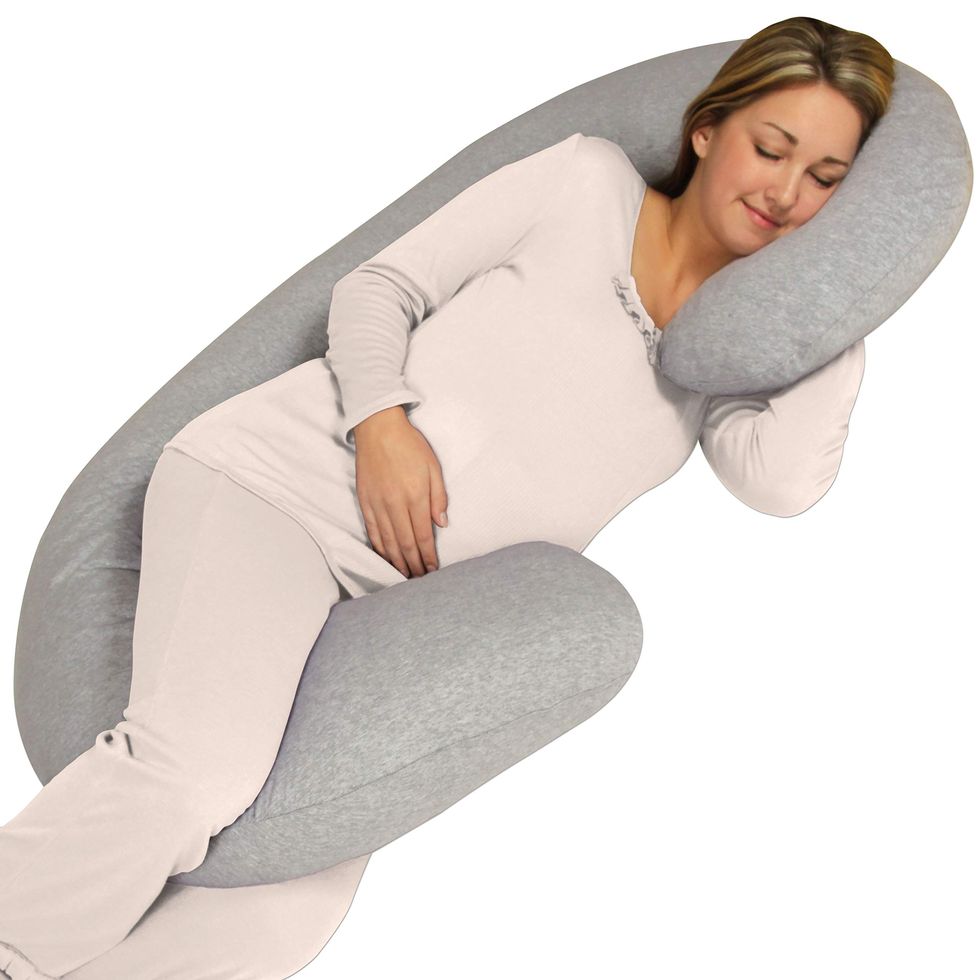 Momcozy Pregnancy Pillows for Side Sleeping, J Shaped Maternity Body Pillow  for Pregnancy, Soft Pregnancy Pillow with Jersey Cover for Head Neck Belly  Support, Grey : : Home