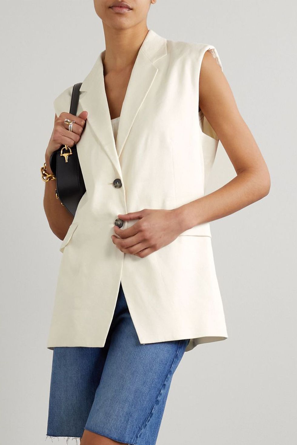 Oversized Linen-Blend Vest