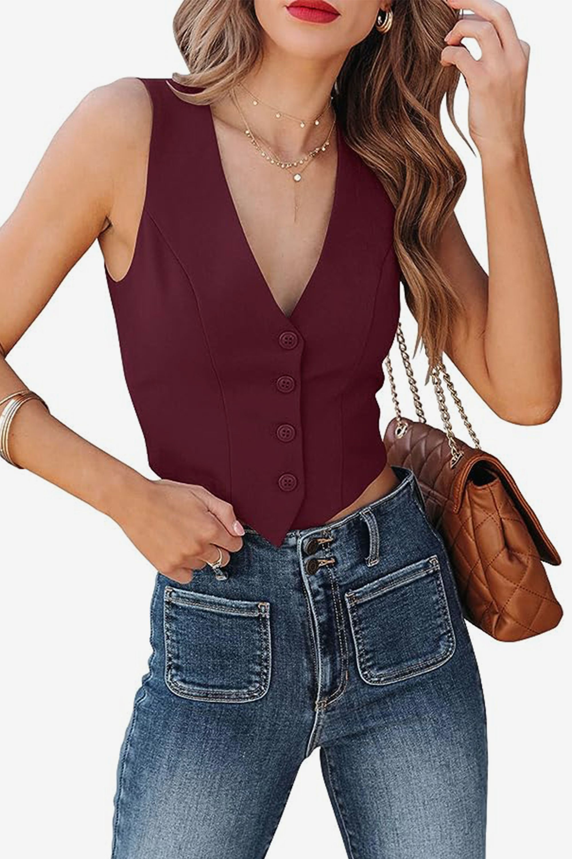 Button up hot sale vest top