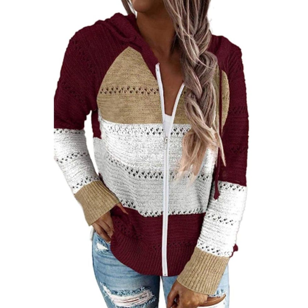 Women's Long Sleeve Knit Sweater Zip-Up 