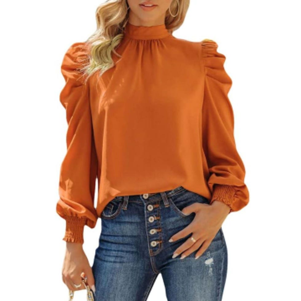Long Puff Sleeve High Neck Blouse Long Puff Sleeve High Neck Blouse