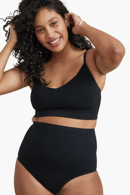 Plus Size Black Seamless Control High Waisted Shorts