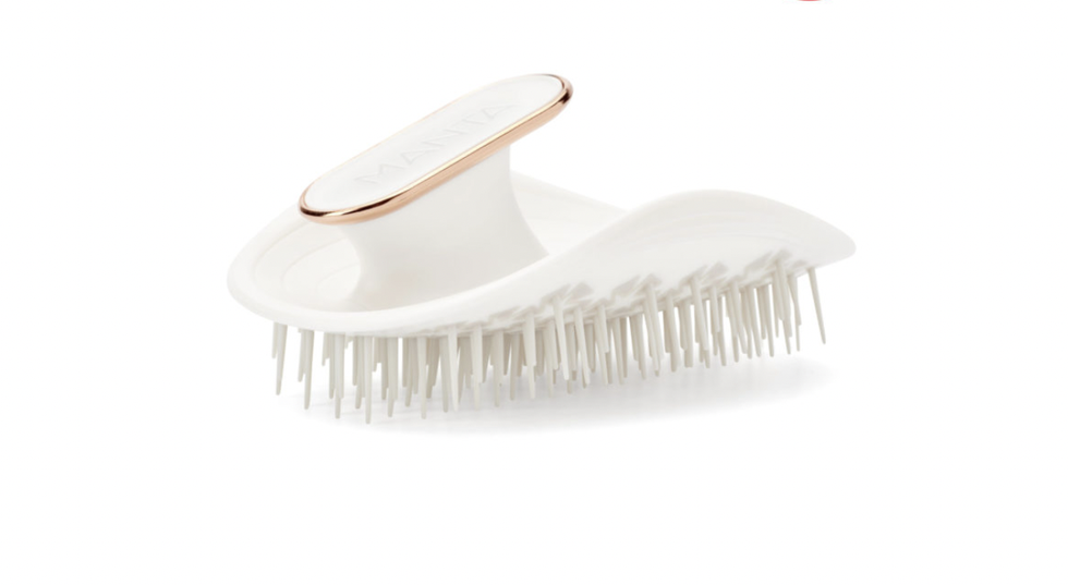 Manta Hair Hairbrush - Fully Flexible Hair Brush - Gentle Brush That Helps Prevent Hair Breakage - Scalp Care Massager and Detangler (White-Rose)