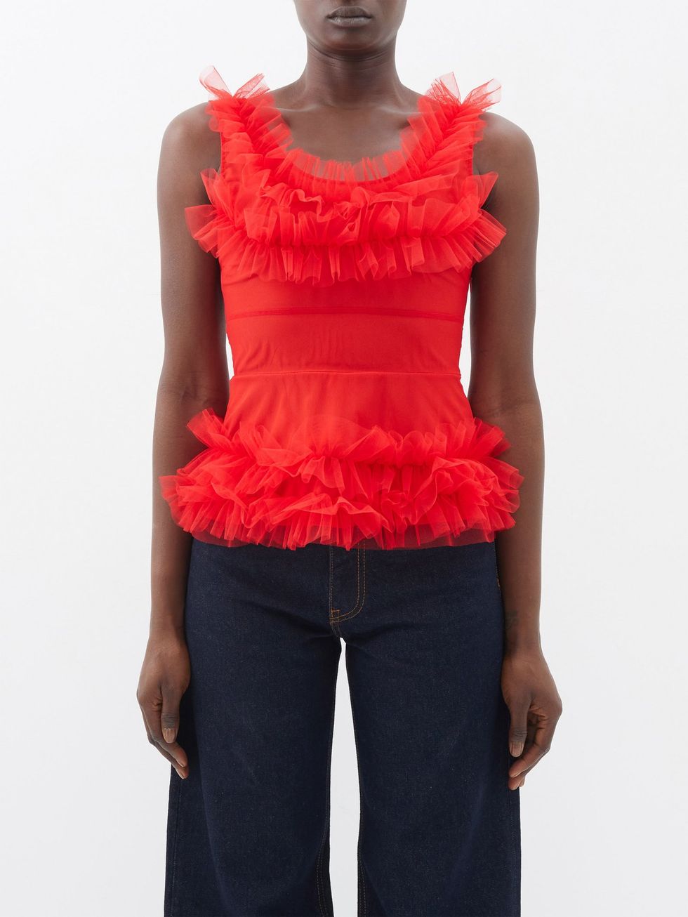 Scoop neck ruffled tulle top from Clarisse
