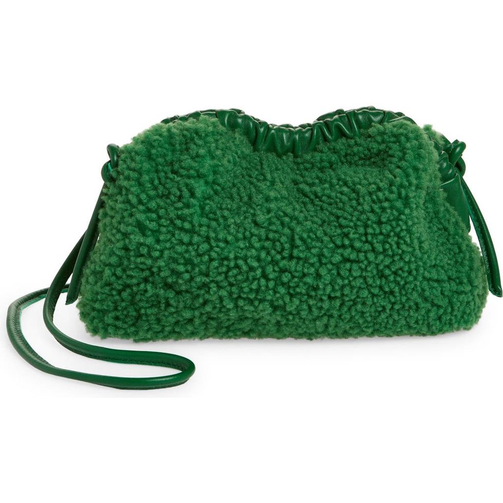 Mini Cloud Genuine Shearling Top Handle Bag in Emerald