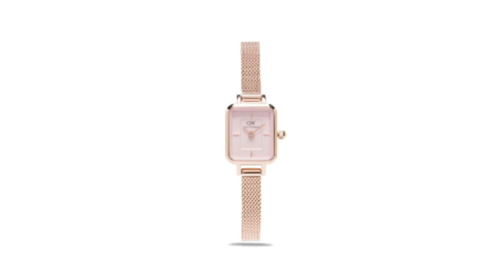 Piccolo orologio con cinturino sottile in acciaio rosa Daniel Wellington