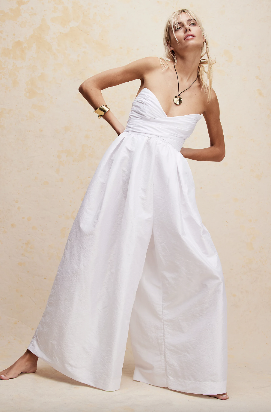 Custom Made: Elegant Short Jumpsuit White Wedding Dress Long Sweep Rem –  Dani Wilson Designs
