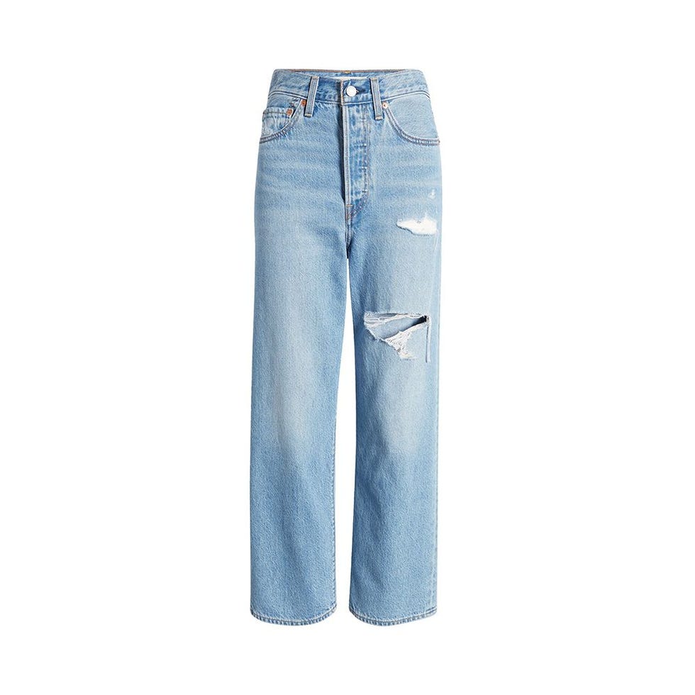 Ribcage Ripped High Waist Ankle Straight Leg Jeans