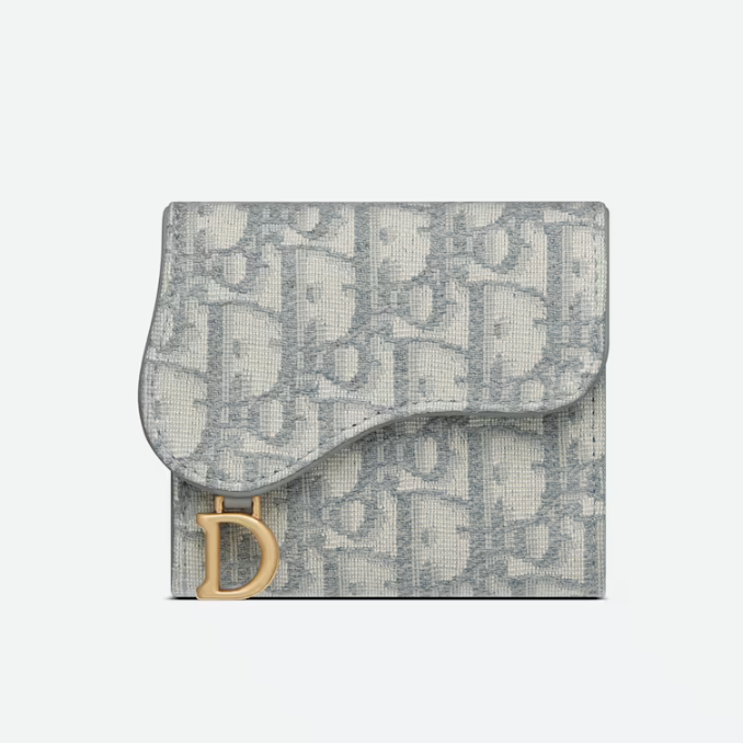Saddle Lotus Wallet Gray Dior Oblique Jacquard