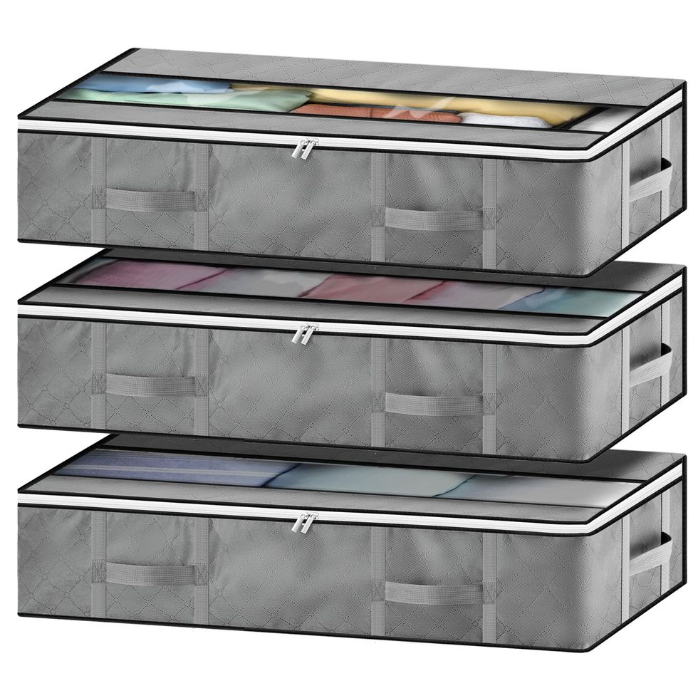 Caja de almacenamiento Sterilite grande con tapa abatible, conjunto de 6,  Plástico, Transparente, diseño 1