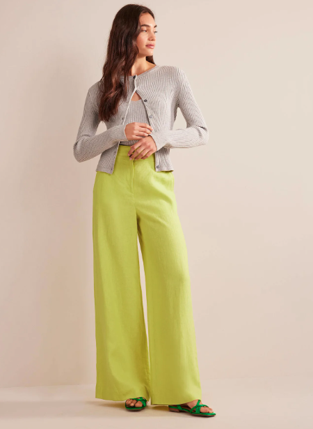 Women Solid Cotton Linen Trousers Long Pants Ladies Elastic Waist Pocket  Bottoms | eBay