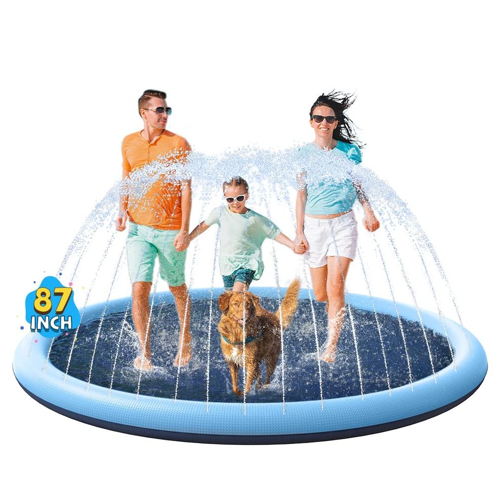 VISTOP Non-Slip Splash Pad for Kids and Dogs - 87 inch, Blue