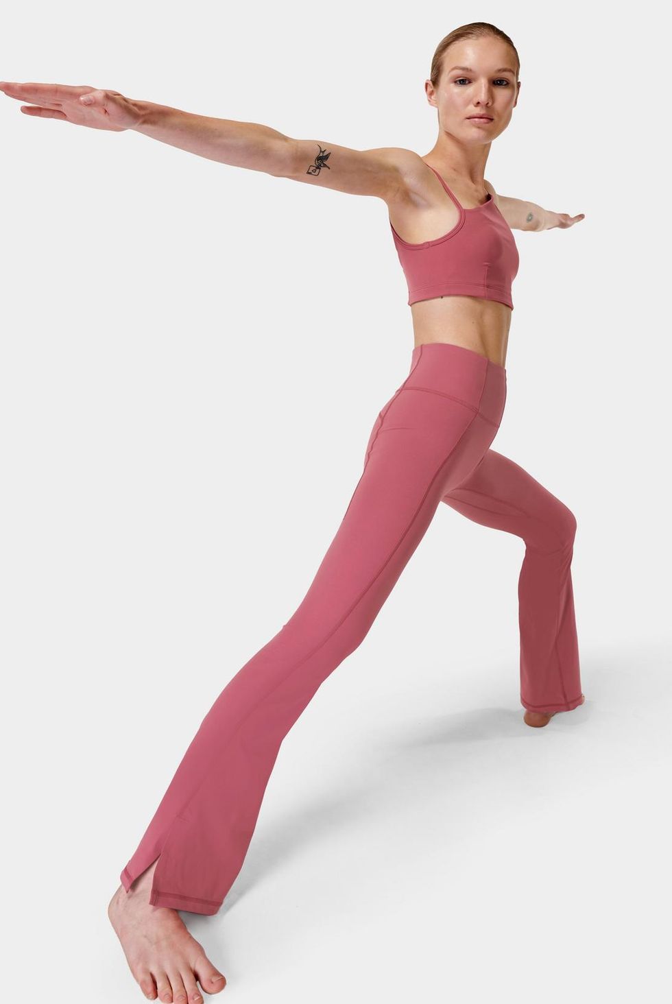 Women's Ribbed High Waisted Split Flared Yoga Full Length Leggings - Halara