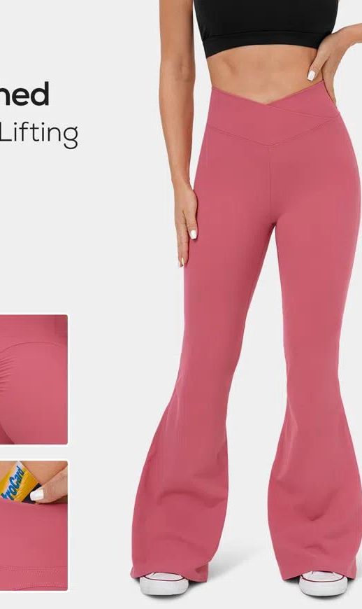 Trendy Light Pink Flare Leggings