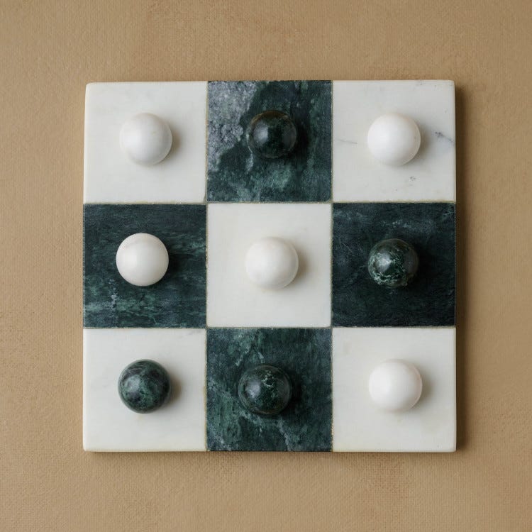 Green and White Marble Tic Tac Toe