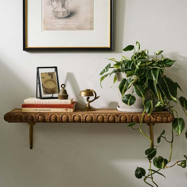 Griffin Hand Carved Wood Shelf