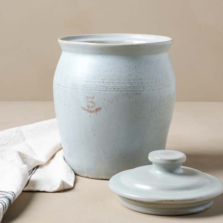 French Grey Embossed Stripe Canister