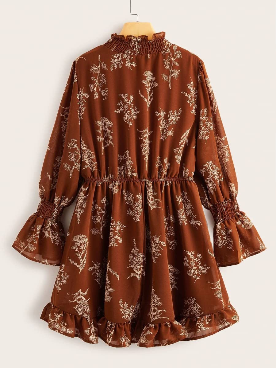 Mock Neck Floral Dress 