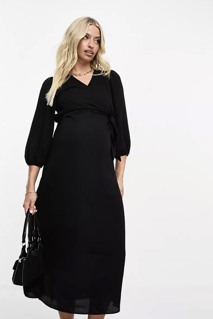 ASOS DESIGN Maternity nursing with floral mama in black