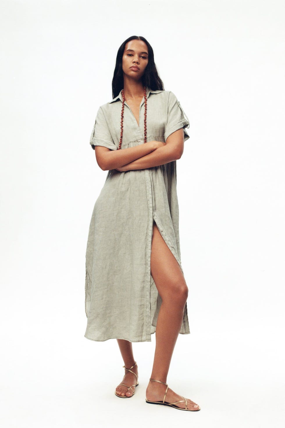 Vestido midi lino