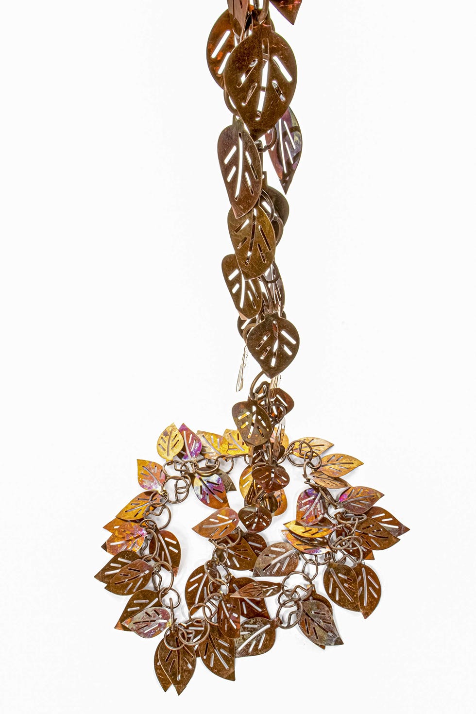 Cadena de lluvia de hojas de cobre puro