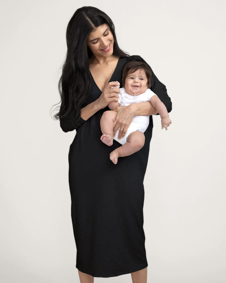 Strip Black Breastfeeding Dress, Buy Online, Cozy Cotton