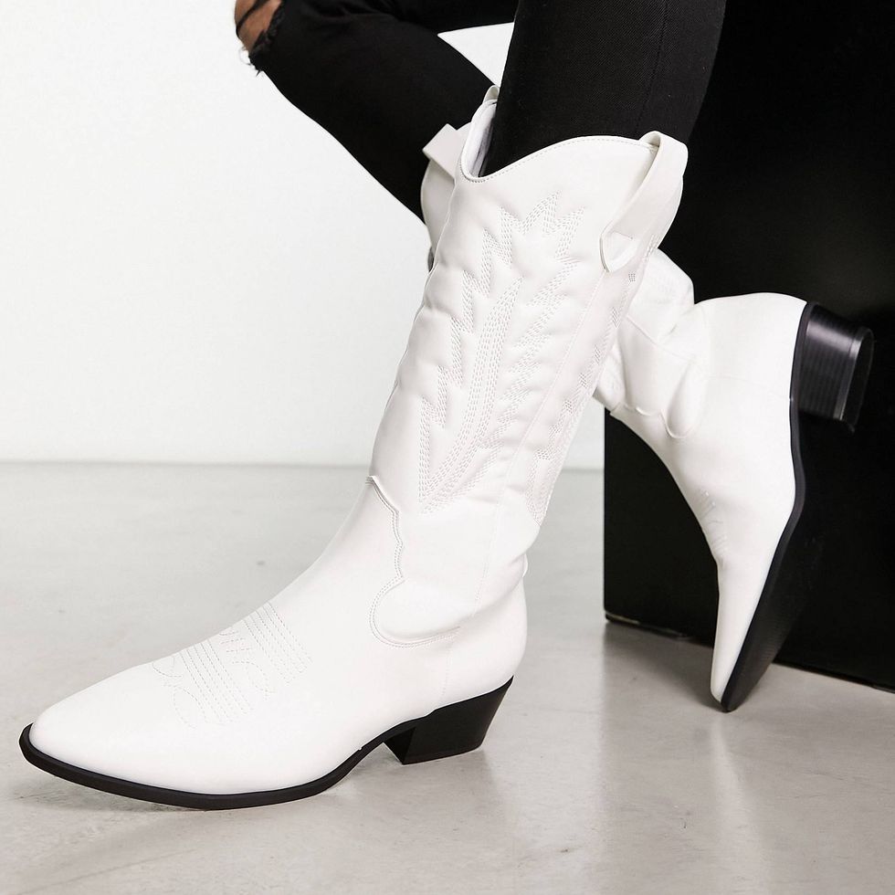 ASOS DESIGN White Cowboy Boots