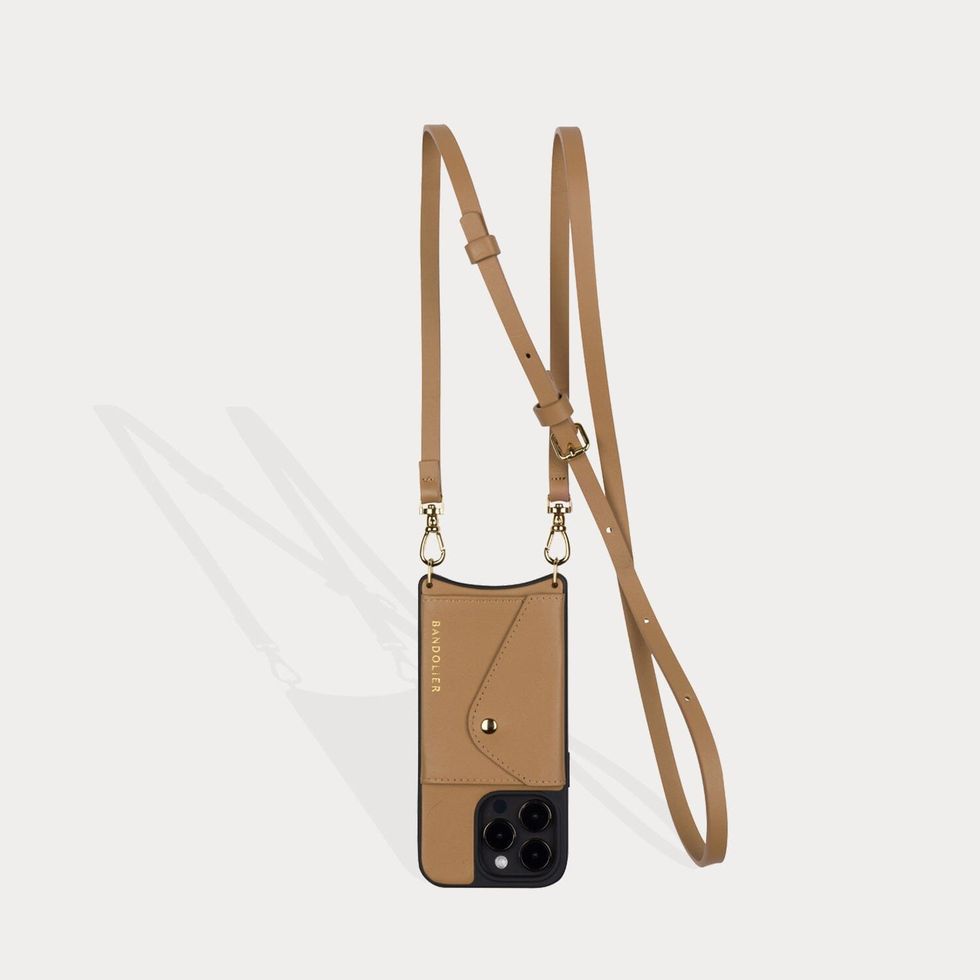 Billie Utility Crossbody with Case in Ivory/Gold | 15 / iPhone Plus | Genuine Leather | Bandolier Style