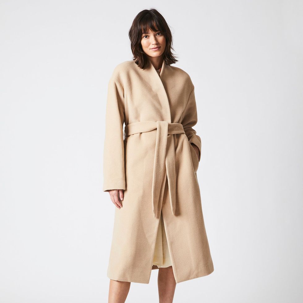 Women's Camel Wool Wrap Coat